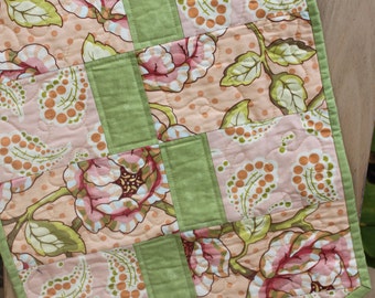 Table Runner - Celery Green and Peachy Pink
