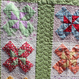 Pinwheels and Blossoms-Lap quilt 30's Reproduction Fabric image 2