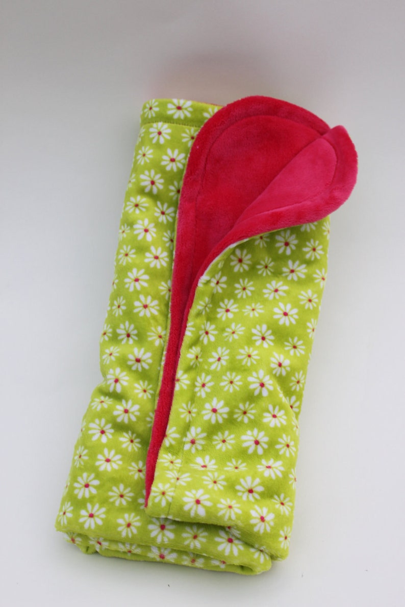 Baby Blanket Minky Girl Flowers Green Pink White Daisy Handmade Etsy