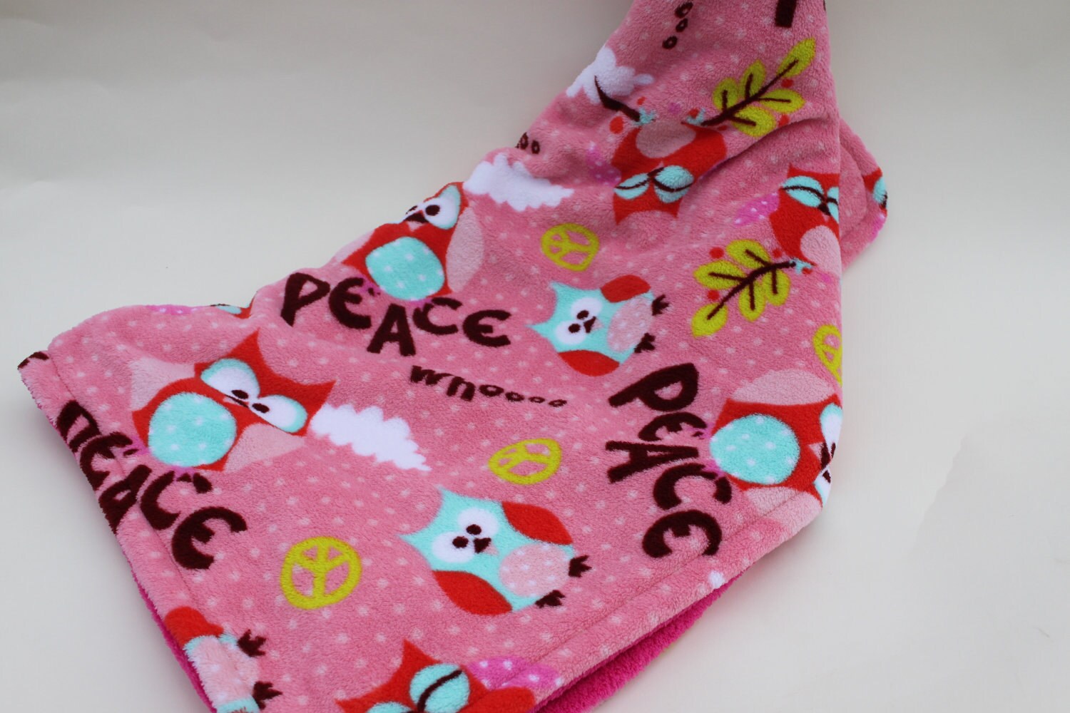Baby Blanket Owl Soft Pink Fleecy Fabric Handmade Etsy