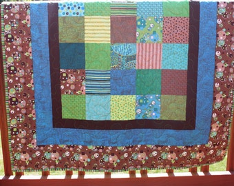 Baby Quilt - Urban Odyssey Moda Fabric With Minky Backing