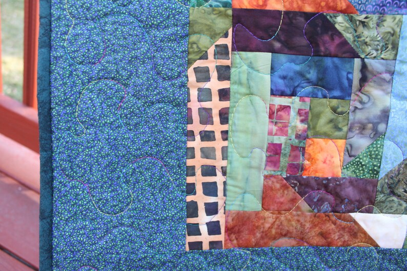 Lap Quilt Beginners and Enders Batik Brights Log Cabin Variation Handmade Quilt Etsy
