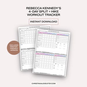 Rebecca Kennedy Peloton 4-Day Split + Hike Program Workout Tracker l Progressive Overload Strength Training (Digital Download)