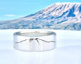 Mt Kilimanjaro Modern Mountain Ring | Custom Mountain Ring | Kilimanjaro Jewelry | Gold Wedding Ring | Mountain Band | Alt Wedding Ring