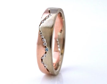 Gemengde metalen diamant eeuwigheid bergring | Gemengde gouden trouwring | Eeuwigheid bergring | Rose & geel gouden trouwring