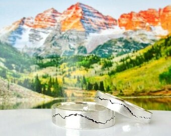 Maroon Bells Mountain Ring | Maroon Bells Range Ring | Custom Modern Mountain Ring | Mens Wedding Mountain Ring | Mountain Wedding Band