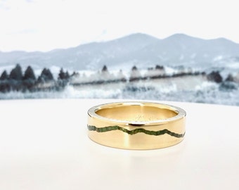 Bridger Mountains Inlay Ring | Bridger Mountains Wedding | Montana Wedding Ring | Custom Inlay Mountain Ring | Montana Wedding Band