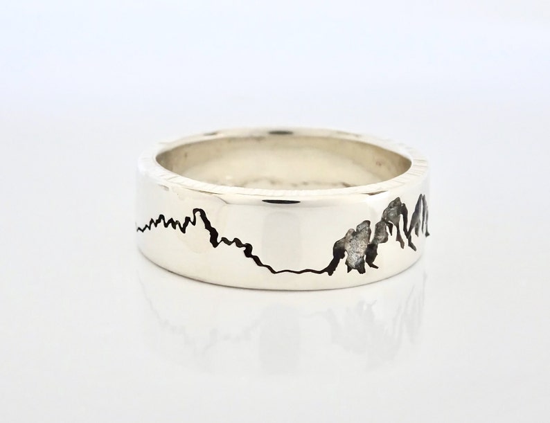 Dolomites Mountain Ring Dolomites Summit Ring Dolomiti Ring Inlay Mountain Ring Custom Mountain Ring Italian Alps Mountain Ring image 3