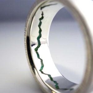 Teton Hidden Mountain Inlay Ring 8mm Teton Wedding Band Gemstone Inlay Mountain Band Teton Mens Ring Teton Mountain Band image 5