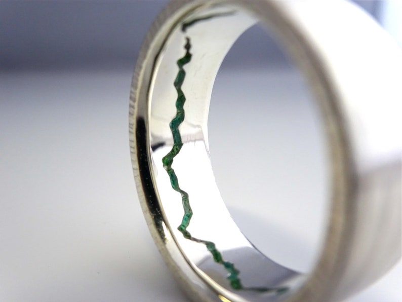 Teton Hidden Mountain Inlay Ring 8mm Teton Wedding Band Gemstone Inlay Mountain Band Teton Mens Ring Teton Mountain Band image 5