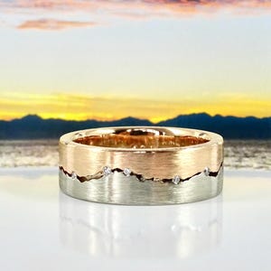 Custom Mixed Gold Mountain Ring | Mixed Rose & Yellow Gold Ring | Rose Gold Wedding Band | Custom Mountain Band | Women&#39;s Mountain Ring