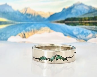 Lake McDonald Summit Ring | Glacier National Park | Custom Lake Ring | Lake McDonald Ring | Montana Wedding | Custom Mountain Ring