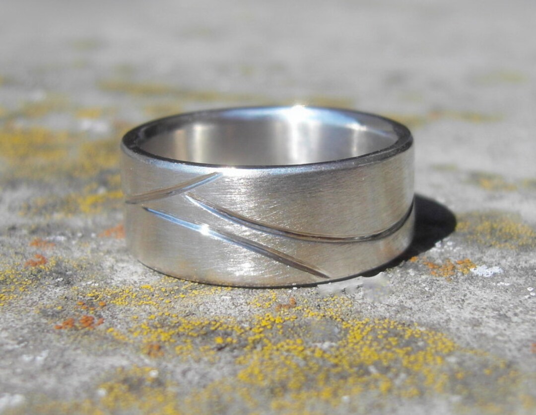 8mm Fresh Tracks Ring Ski Snowboard Ring Sterling Silver Alternative