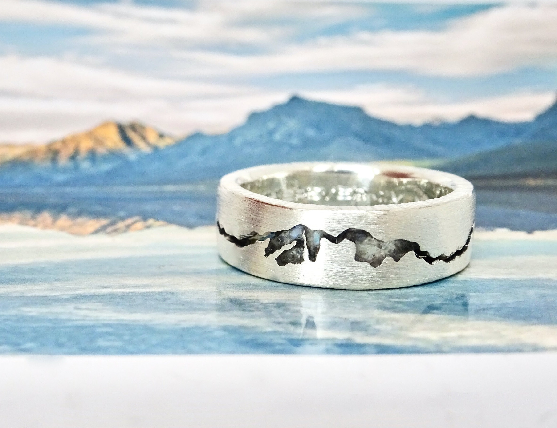 Mens mountain wedding bands sale