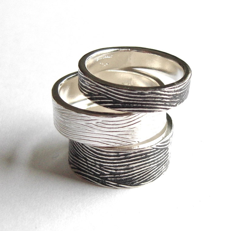 Ski Tracks Textured Ring Recycled Sterling Silver Ring Textured Ring Men Sterling Silver Ring Alternative Wedding Rings image 1