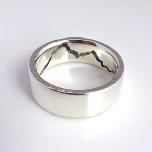 Hidden Range Inlay Mountain Ring | Mountain Wedding Band Platinum | Mountain Range Ring Gold | Silver Mountain Wedding Ring