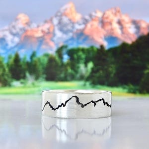 Teton Modern Mountain Ring | Teton Wedding Ring | Mountain Ring Gold | Grand Teton Ring | Tetons Mountain Ring | Mountain Wedding Band