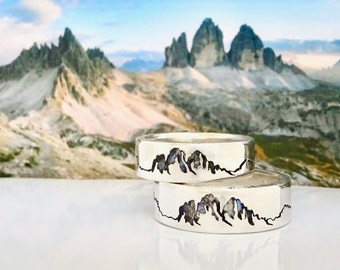 Dolomites Mountain Ring | Dolomites Summit Inlay Ring | Dolomiti Ring | Inlay Mountain Ring | Italian Alps Mountain Ring