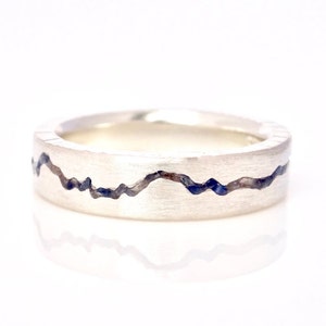 Custom Mountain Range Inlay Ring | 6mm Inlay Band | Mens Wedding Ring Gold | Womens Inlay Ring Platinum | Personalized Mountain Ring
