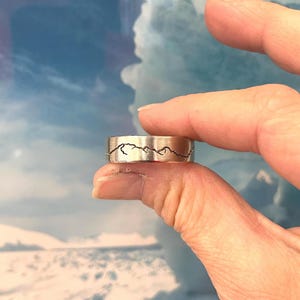 Custom Landscape Mountain Ring | 6mm Mountain Range Landscape Ring | Mountain Landscape Wedding Ring | Unisex Mountain Range Ring