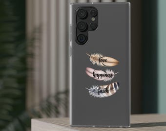 Custodia per telefono Feather Trio — Amore, Felicità, Fede - Custodia protettiva sottile