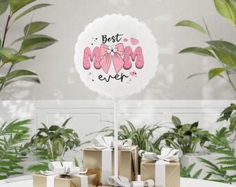Palloncino rosa con fiocco "Mamma per sempre" - Decorazione per feste in mylar da 28 cm