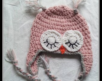 Baby Pink Owl Beanie