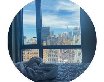 NYC Window Mouse Pad | NYC Skyline, Cozy Bedroom View, Urban Desk Mat