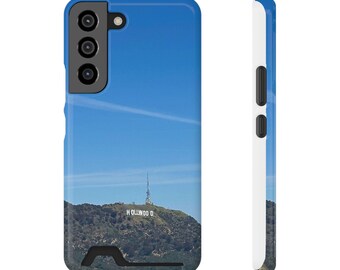 Phone Case With Card Holder featuring the Hollywood Hills and iconic Hollywood sign
