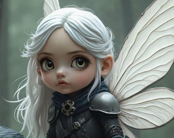 Dark Fairy Wall Art Printable, Raven Fantasy Poster, Gothic Decor, Digital Download