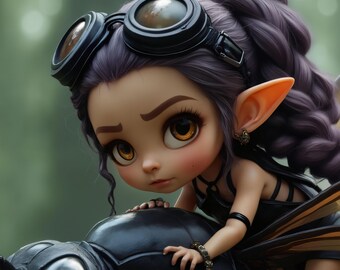 Dark Fantasy Fairy Wasp Rider Wall Art, Gothic Woodland Print, Cottagecore Decor, Digital Download