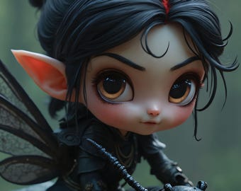 Dark Fairy Printable Wall Decor, Fantasy Fairy Riding Ant, Gothic Art Download