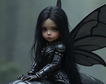 Dark Fantasy Fairy Scorpion Rider Wall Art, Gothic Woodland Print, Whimsical Decor, Digital Download