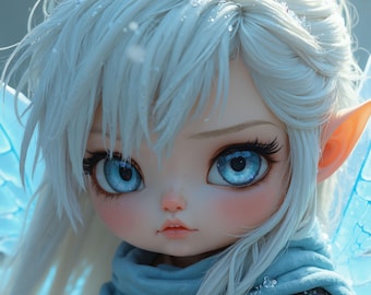 Ice Fairy Warrior Art, Winter Fantasy Printable, Dark Cinematic Decor (Digital Download)
