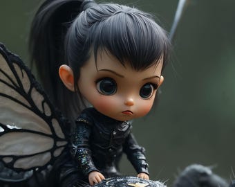 Dark Fantasy Fairy Spider Rider Wall Art, Gothic Woodland Print, Whimsical Decor, Digital Download