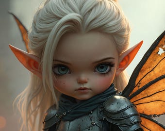 Dark Fantasy Fairy Warrior Wall Art, Printable Gothic Decor, Digital Download