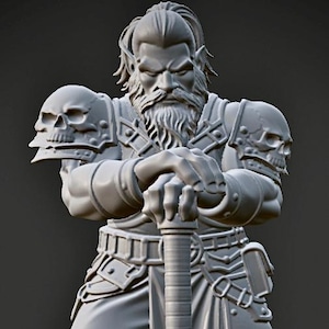 Orc Paladin Miniature STL | Khheldarr Fantasy Tabletop RPG Model (32mm Scale)