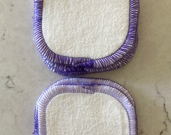 Bamboo Facial Rounds, purple edging Makeup Remover Facial Cloth 2 Ply 3" diameter Set of 7