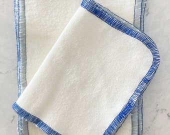Bamboo/Hemp wash cloth 6X10" 1 ply, Gray/Blue Thread, set of 3