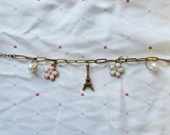 Spring Time In Paris Paperclip Charm Bracelet
