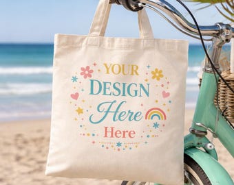 Custom Canvas Tote Bag, Personalized Tote Bag, Custom Printed Market Bag, Reusable Shopping Bag, Gift for Her, Beach Tote Bag