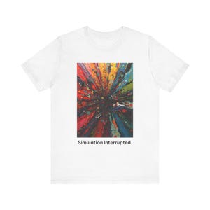 Simulación de explosión de color abstracto Shiba Inu interrumpida. Camiseta | Camiseta gráfica