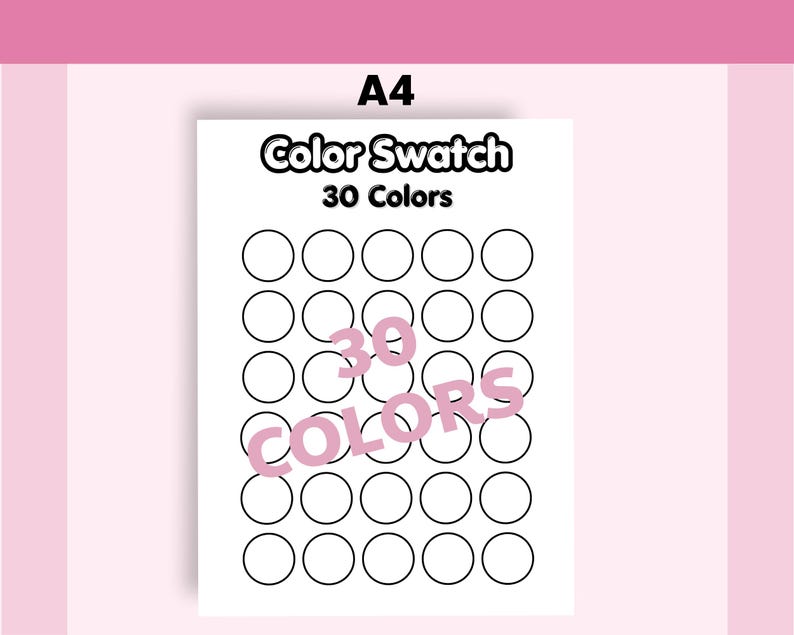 Color Swatch Chart Printable | 30 Colors | Artist Planner Insert (PDF ...