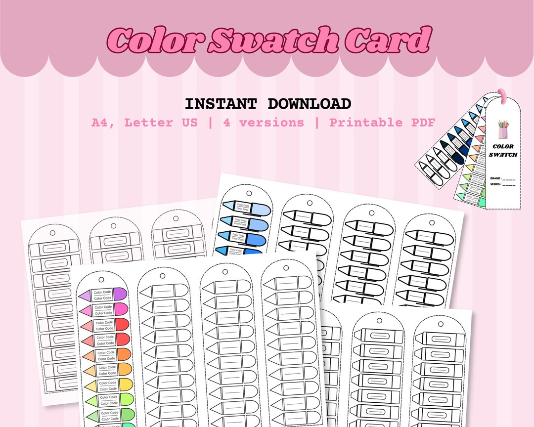 Color Swatch Card Printable, Crayon Color Chart Template, Marker Color ...