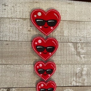 Heart with Sunglasses feltie (applique) Embroidery Design file (digital)-5 sizes