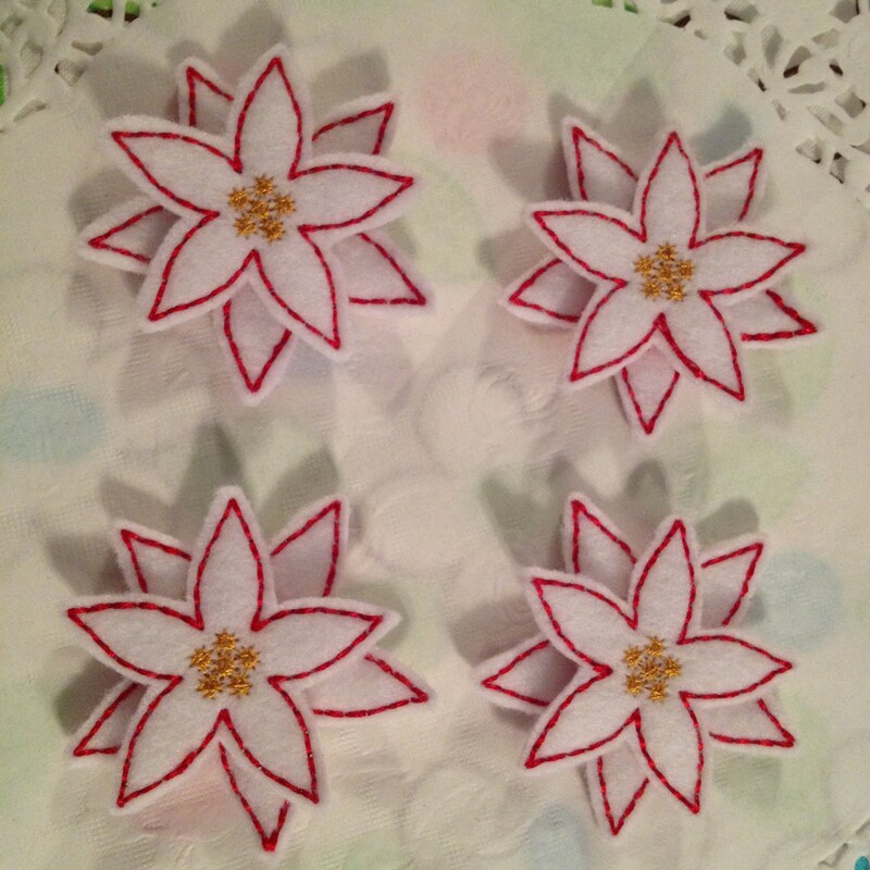 Felt White Poinsettia Flowers Set of 3 main image 1