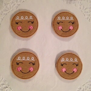Felt gingerbread face -2 mini applique-set of 4.