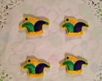 Mardi Gras mini felt Jester hat applique-set of 4