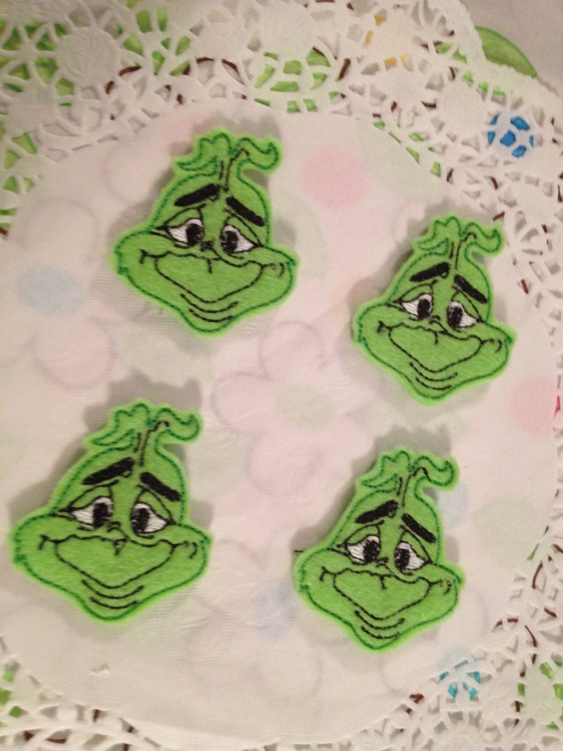 Felt Green Grinch Mini Embroidered Appliqueset of 4 Etsy