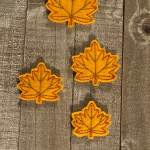 Colorful felt embroidered leaves-set of 4